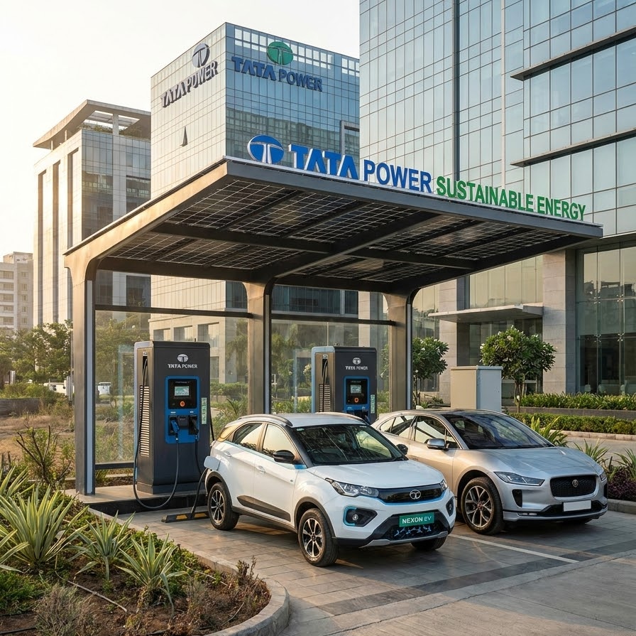 Tata Power EV charging station with solar canopy